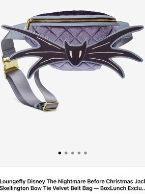 Loungefly Lavender Velvet Jack Skellington Bow Belt Bag